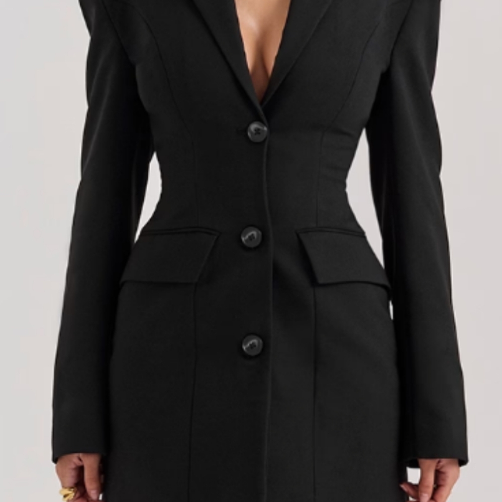 House of CB Amia (Size: Small Tall) Women's Black Blazer Mini Dress Color: Black